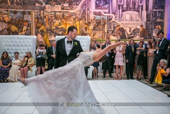 Detroit museum wedding reception details