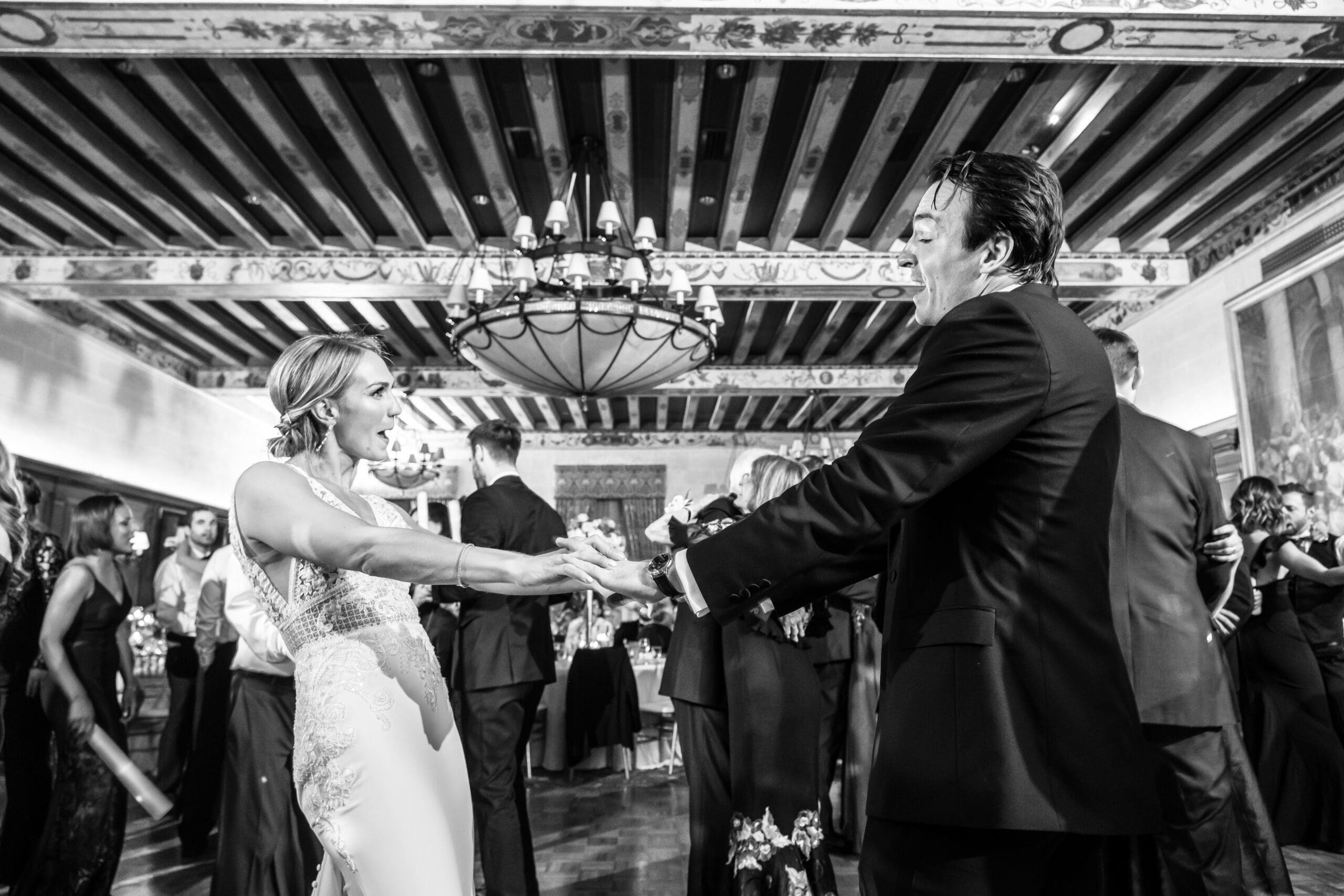 Couple spending time with family on wedding day