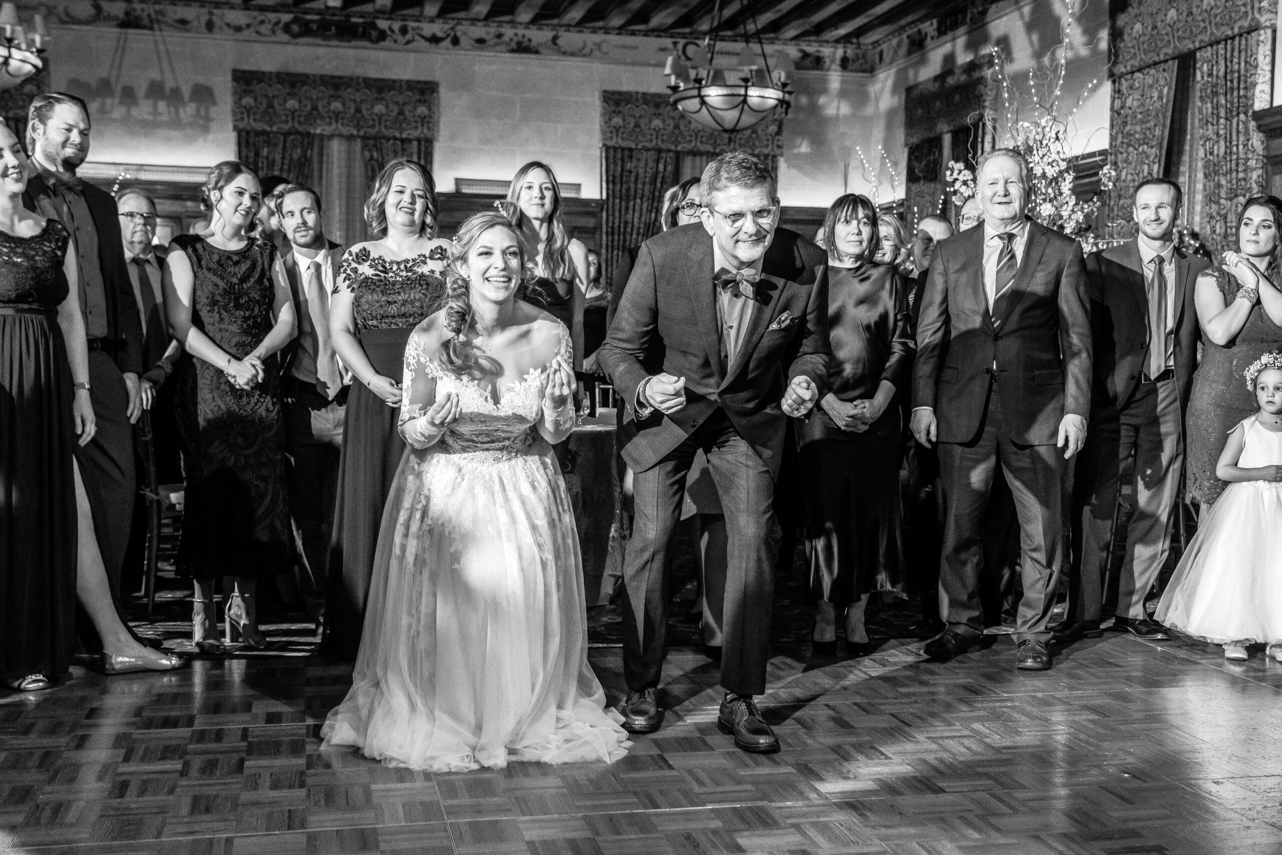 Bride laughing during wedding reception