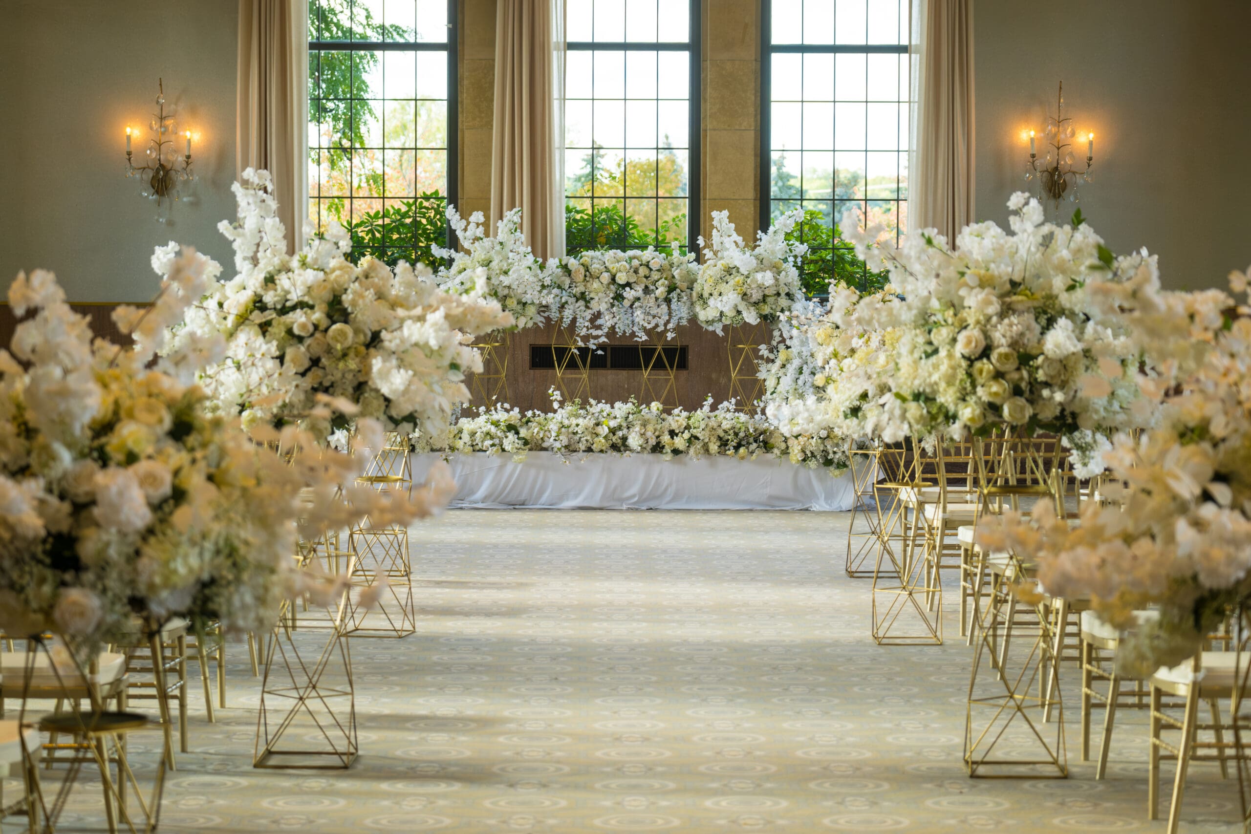 Mosaic Ballroom interior at Saint Johns Resort prepared for a wedding reception