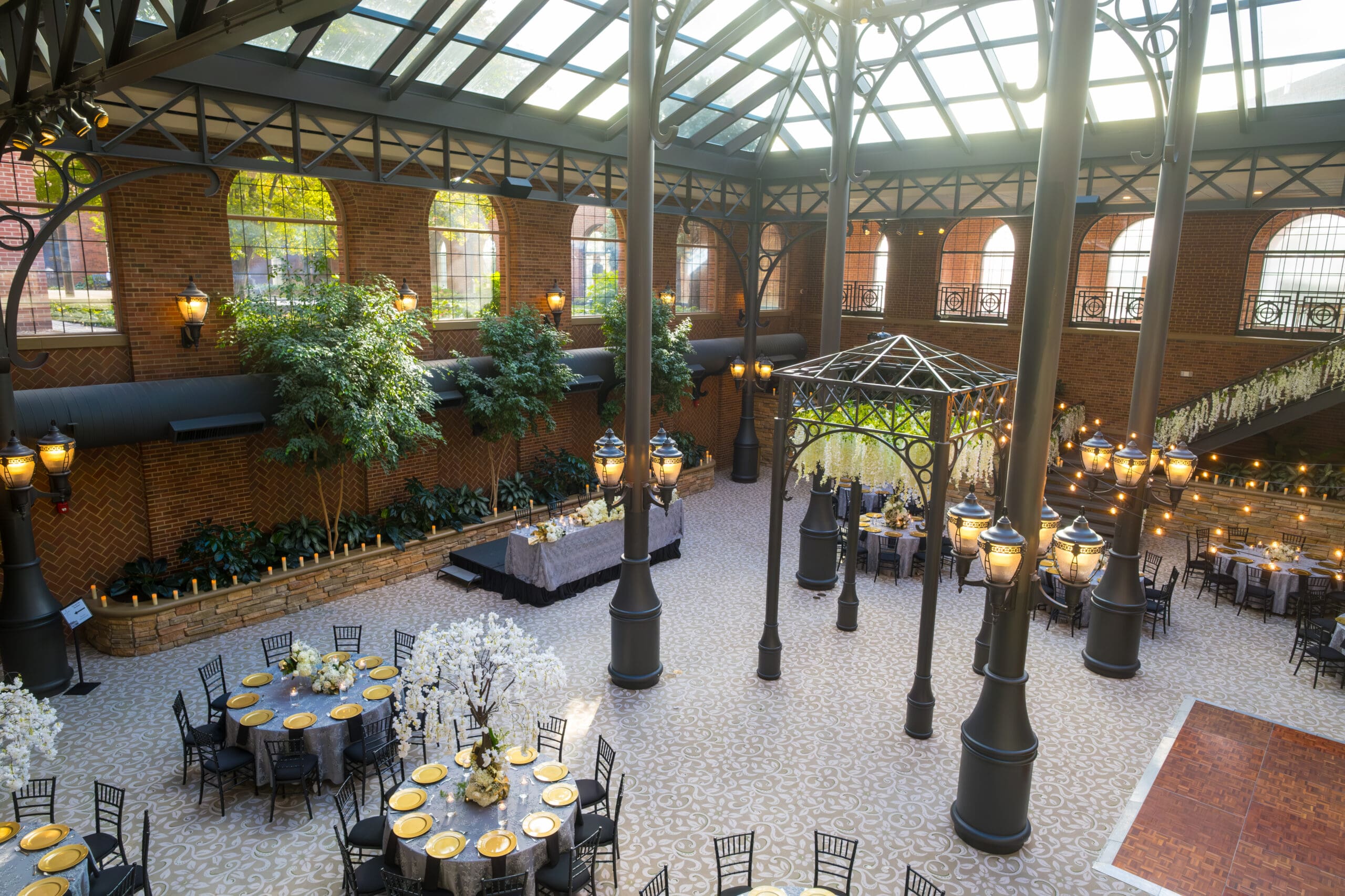Glass ceiling inside the Atrium at Saint Johns Resort