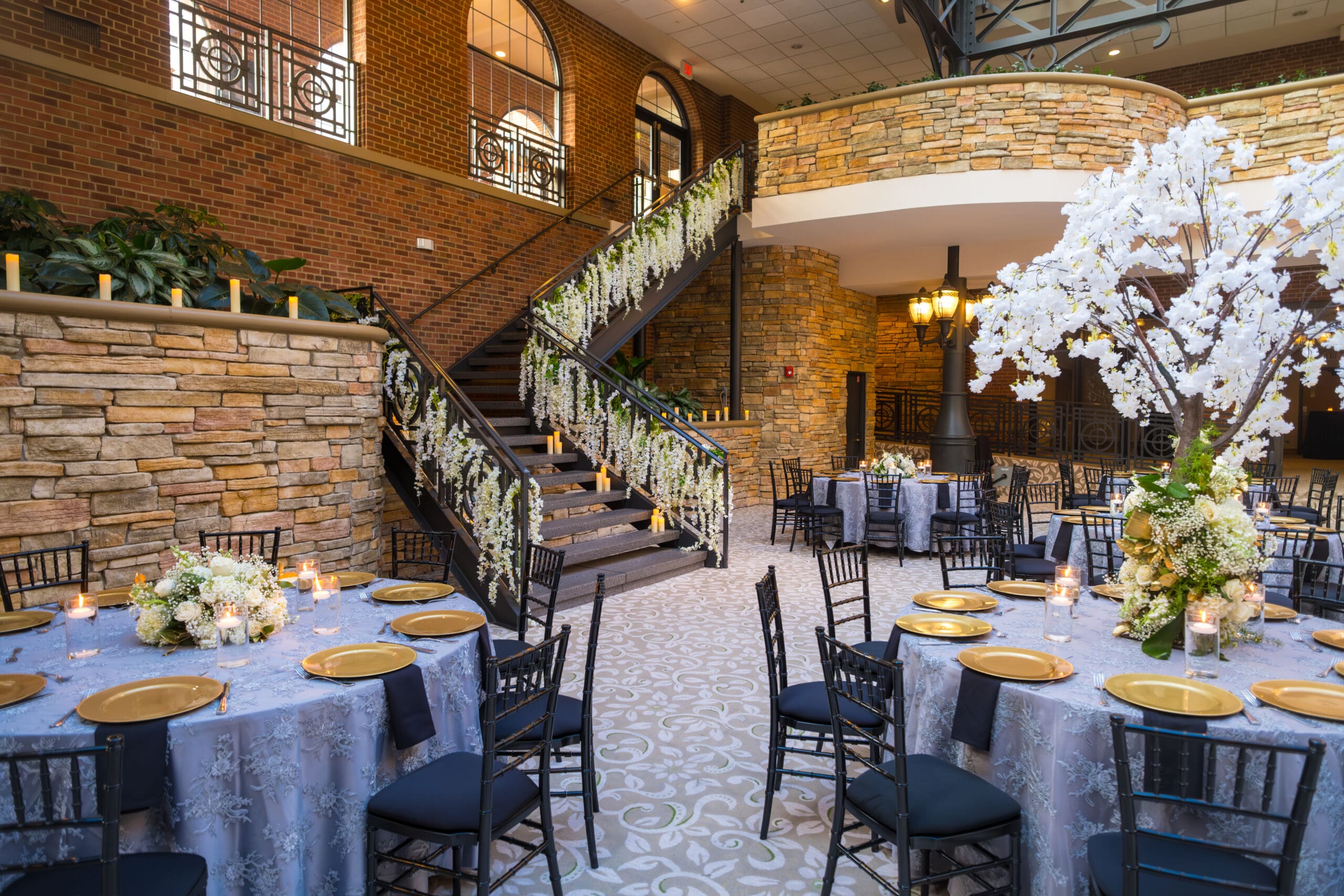 Iron columns and brick walls at Saint Johns Resort Atrium