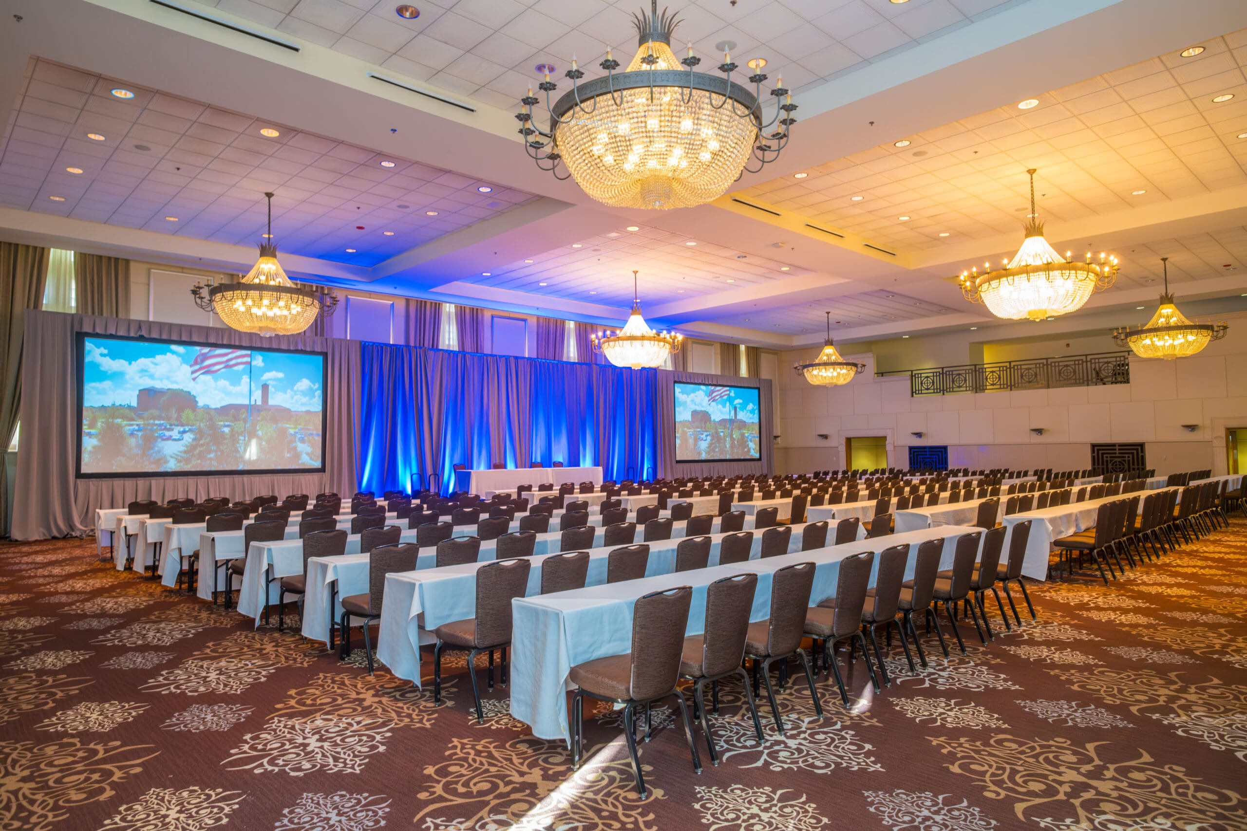 Grand Ballroom interior at Saint John’s Resort prepared for a wedding reception