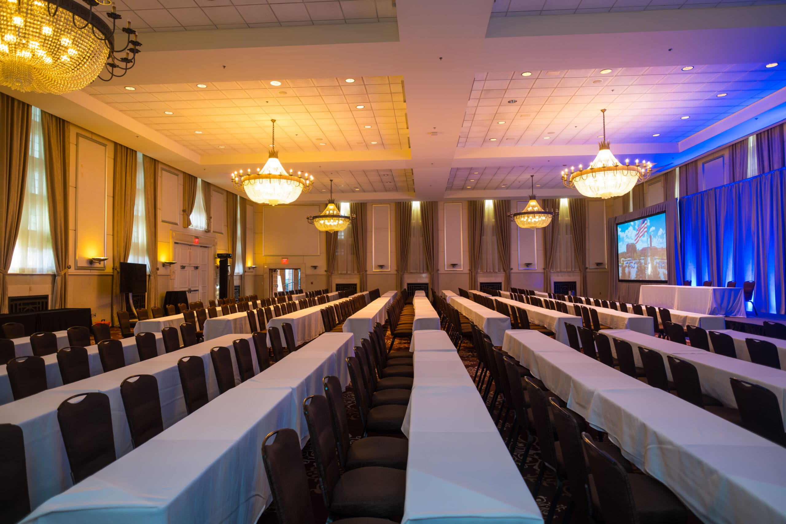 Reception setup in the Grand Ballroom at Saint John’s Resort