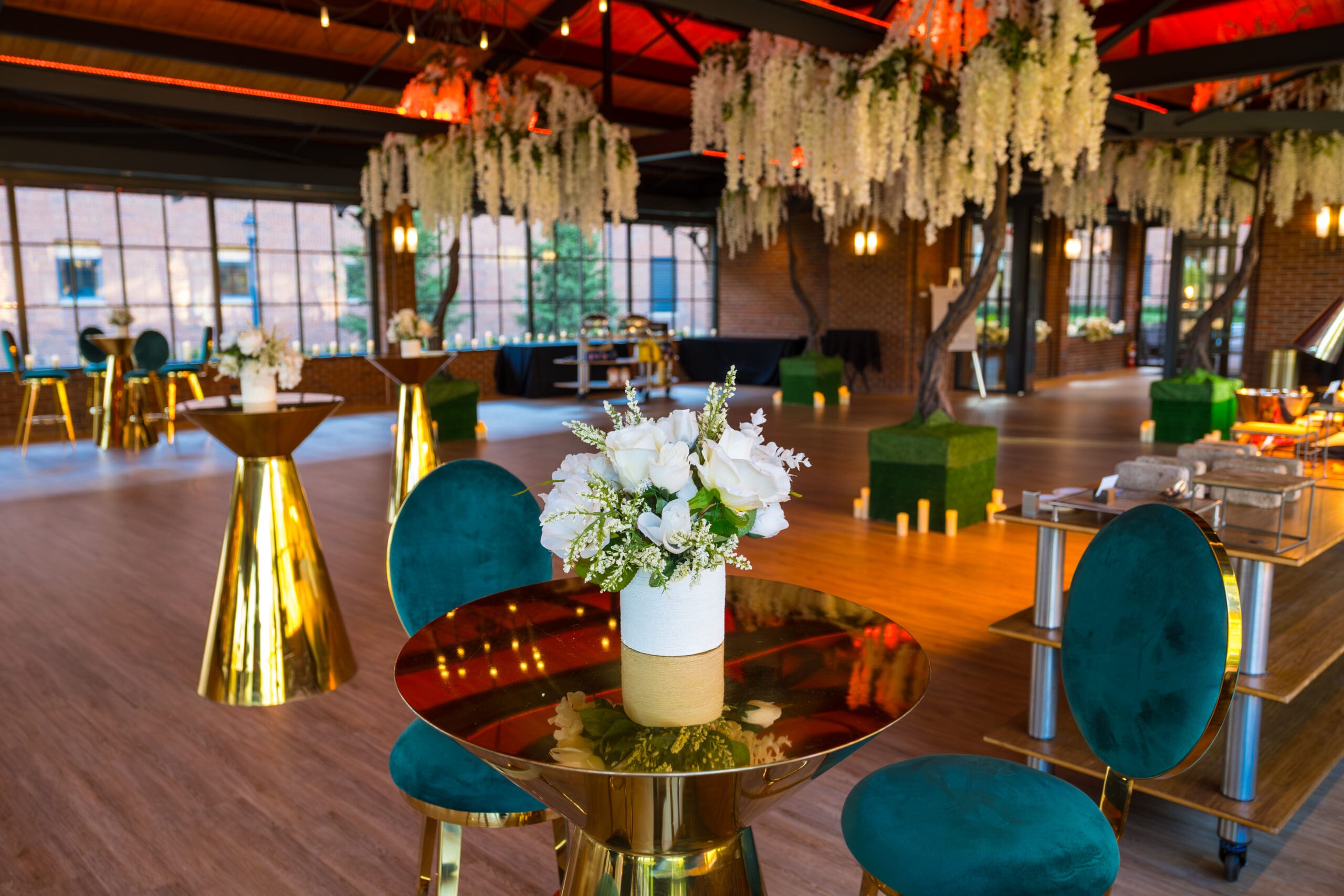 Elegant reception layout in the Garden Pavilion ballroom