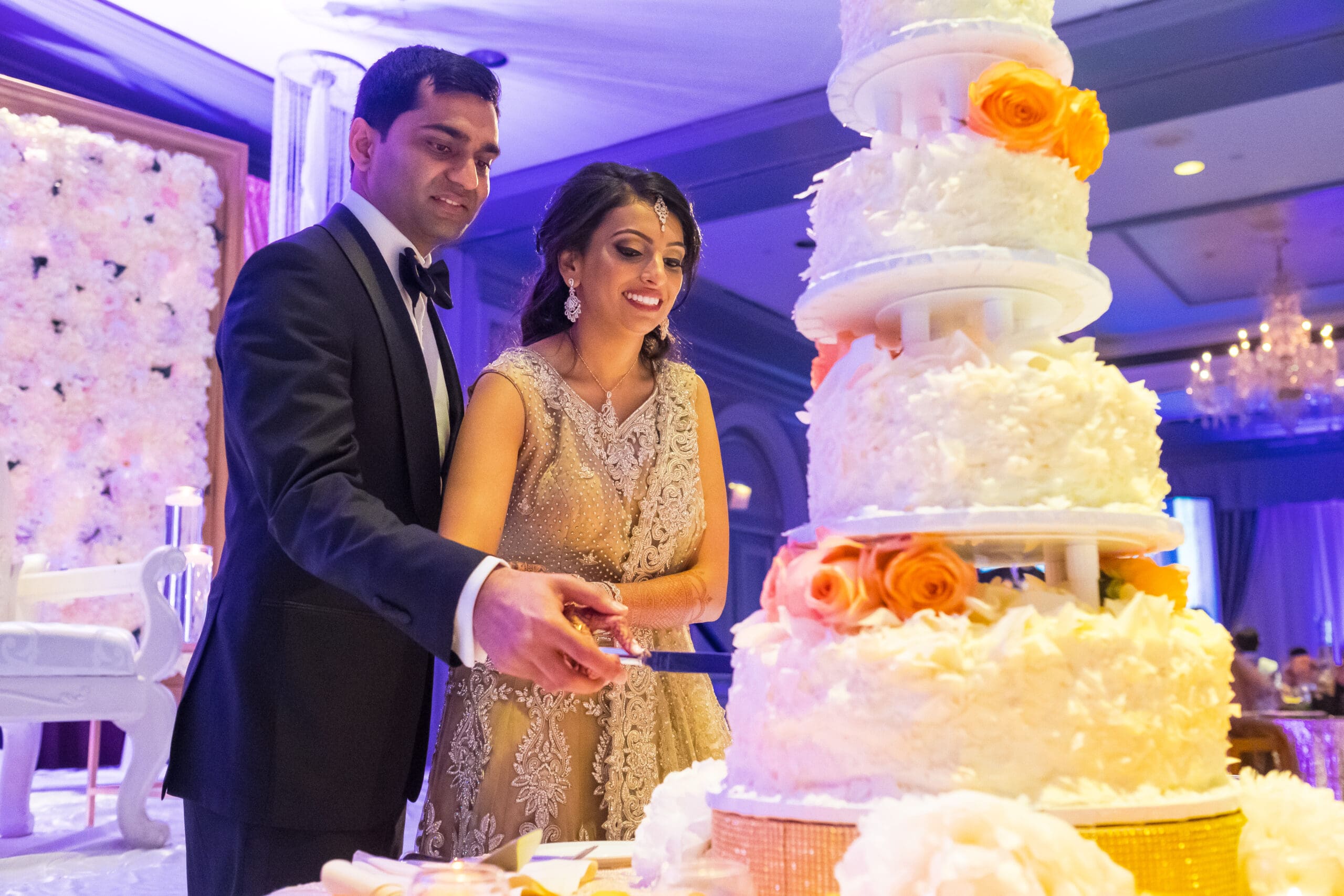 Traditional attire and jewelry at Indian wedding in Michigan