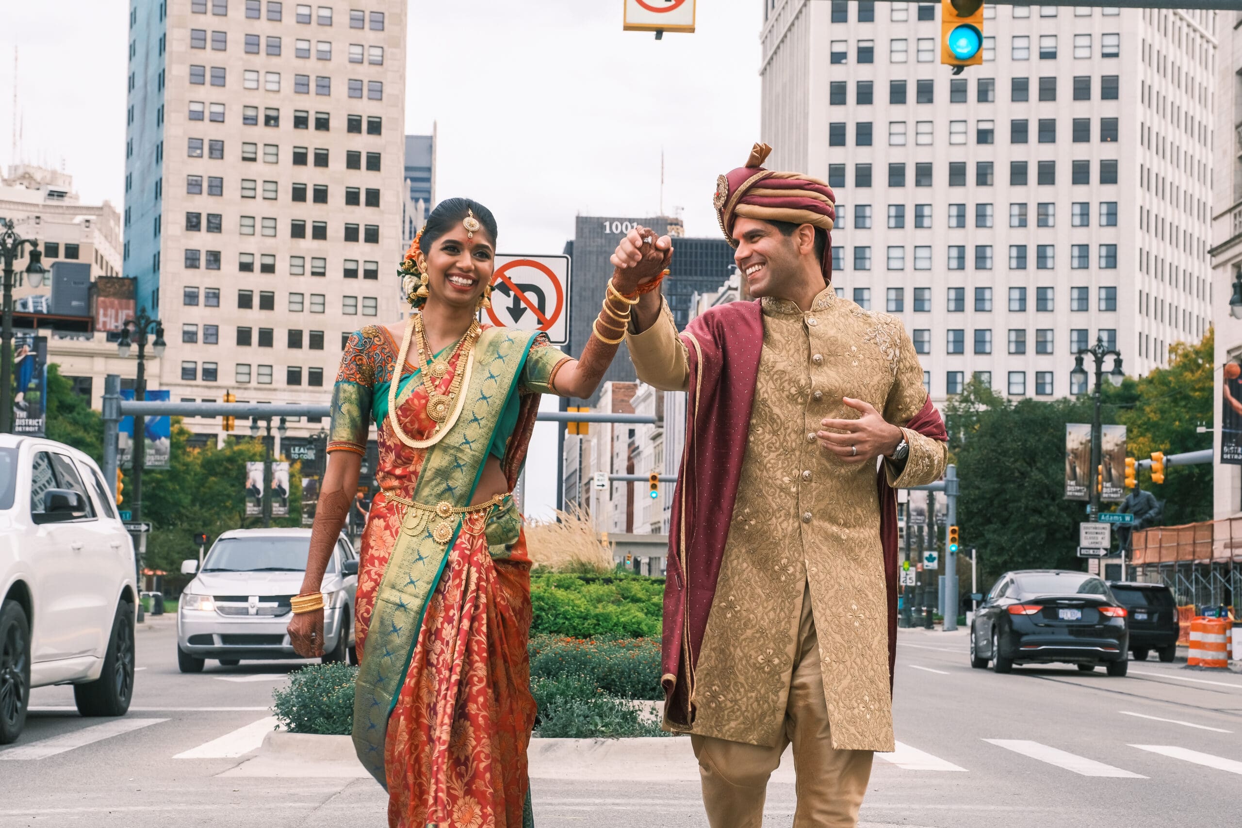 Wedding ceremony under decorated mandap structure