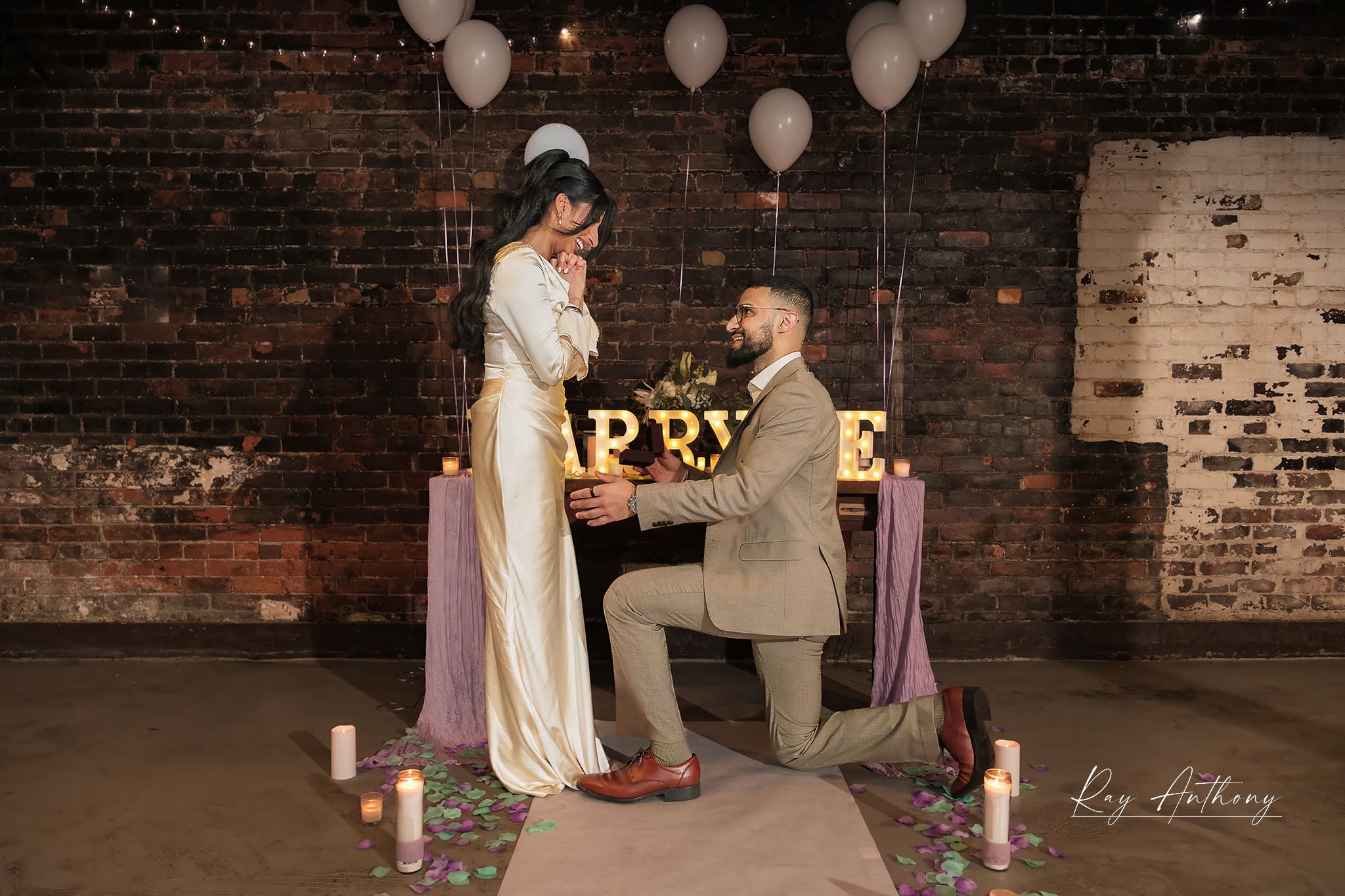 emotional reaction during surprise proposal moment indoors