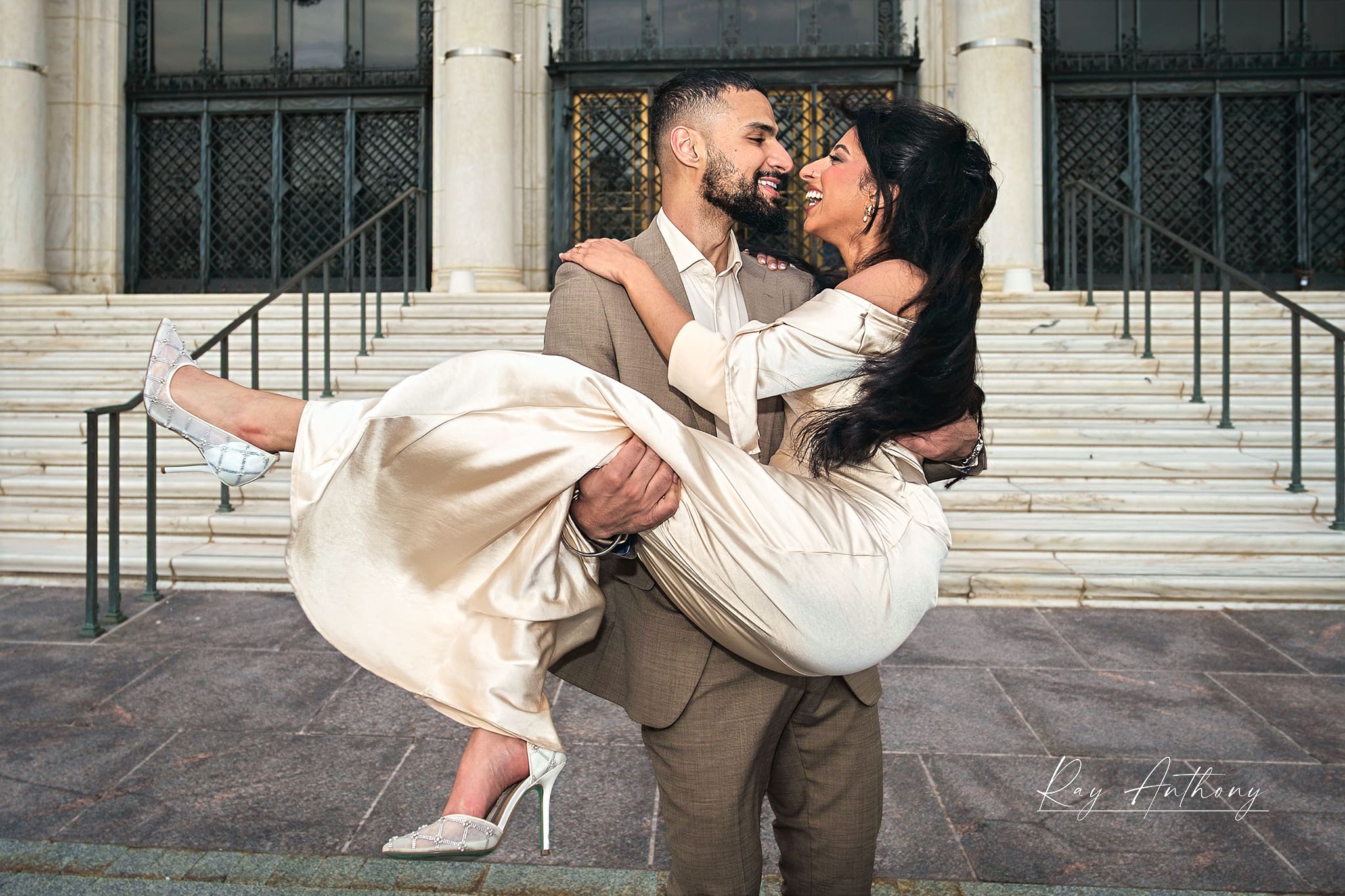 romantic embrace after proposal celebration