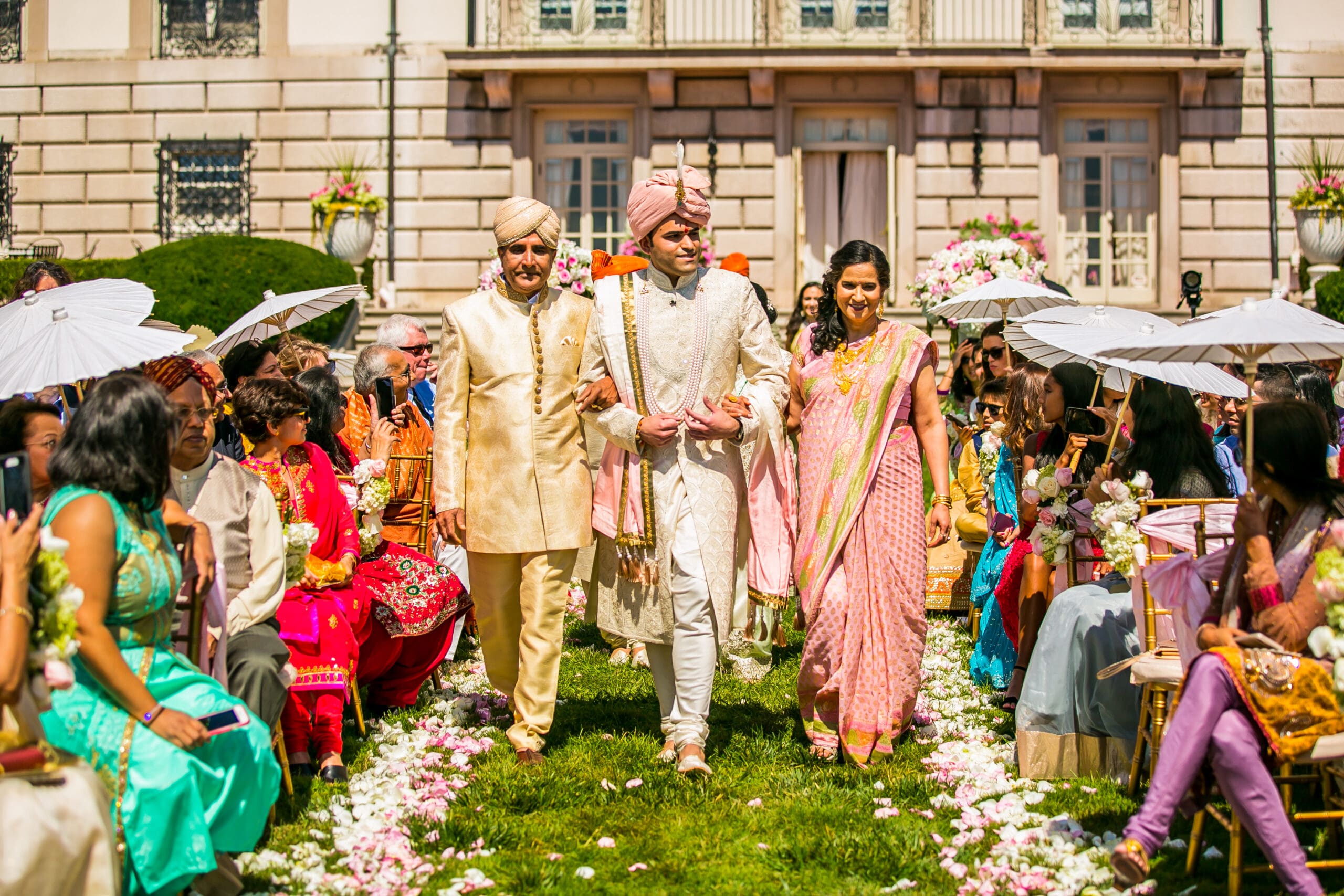 couple laughing together during wedding first look