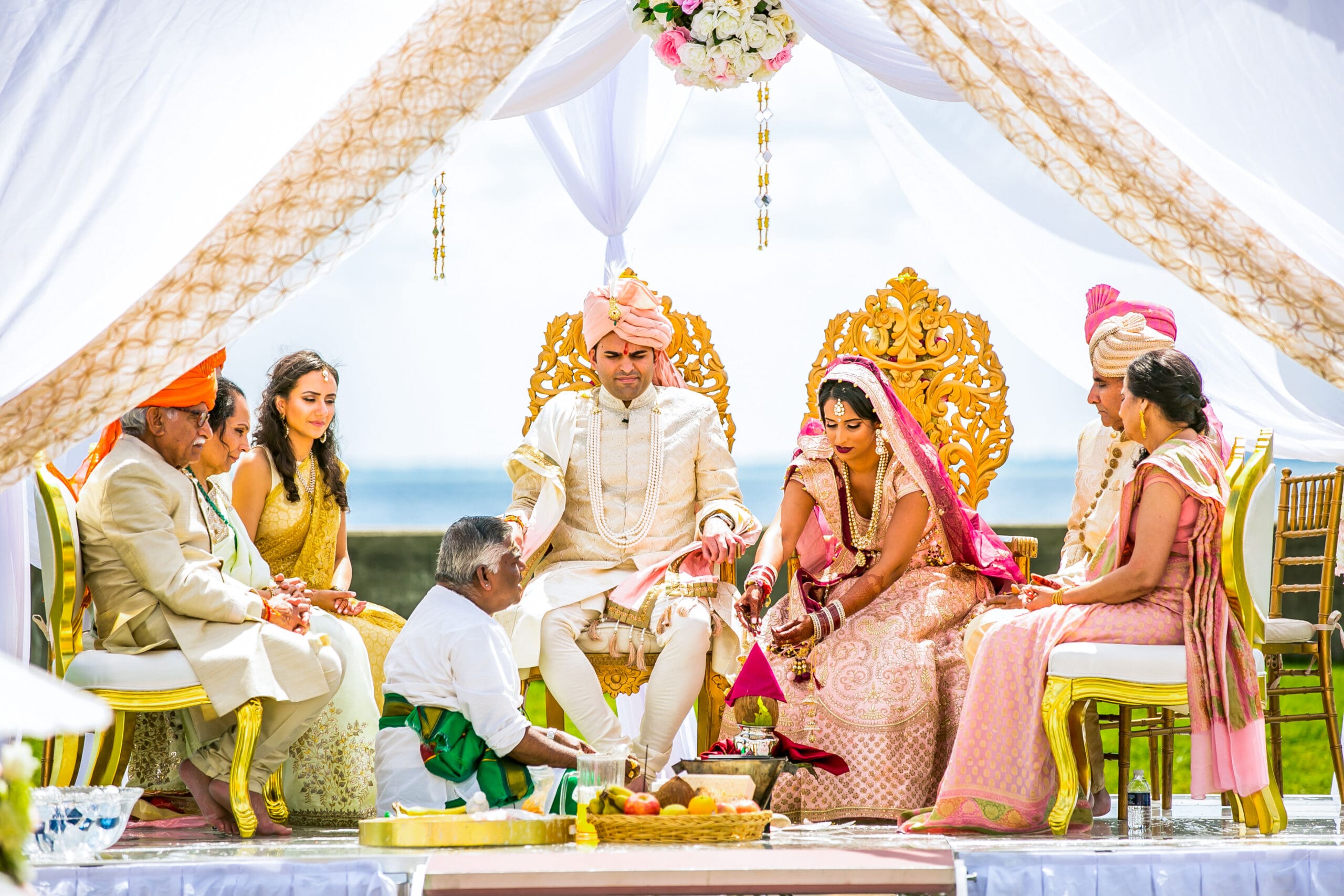 natural light first look moment before wedding ceremony