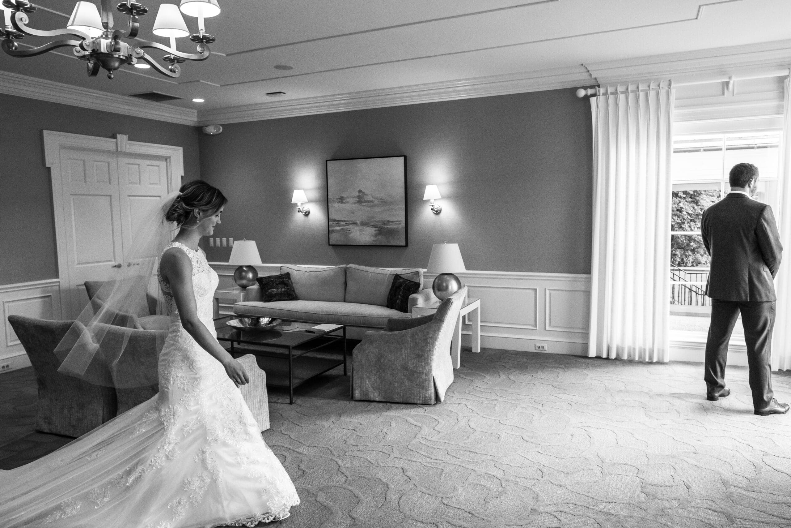 couple embracing after their first look before ceremony